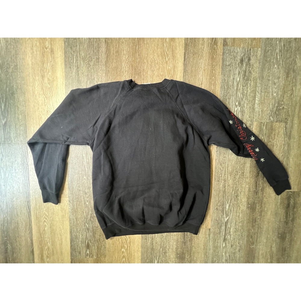 Hanes Her Way Sweatshirt Women XXL Black Santa Christmas Vintage Made in USA - Picture 6 of 7